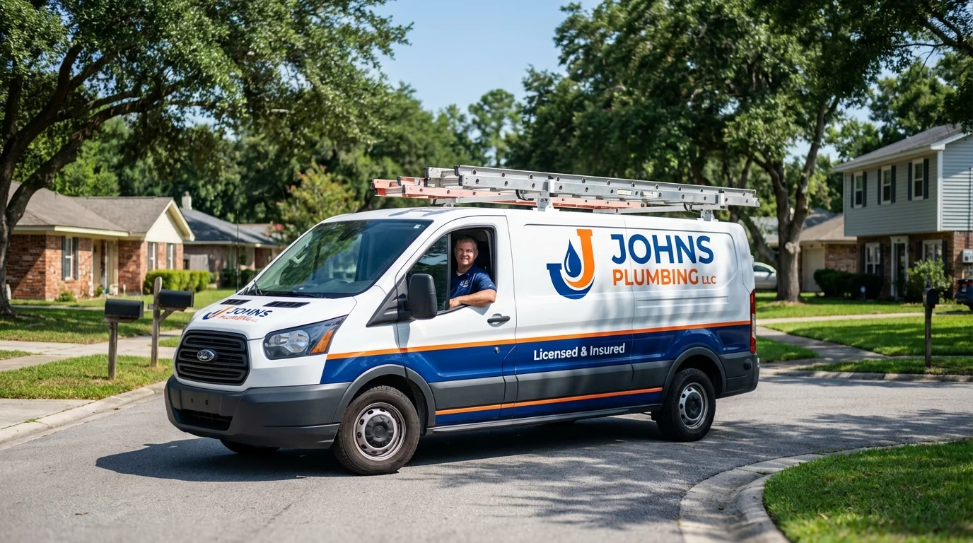 Johns Plumbing LLC service van in Southern Pines, NC