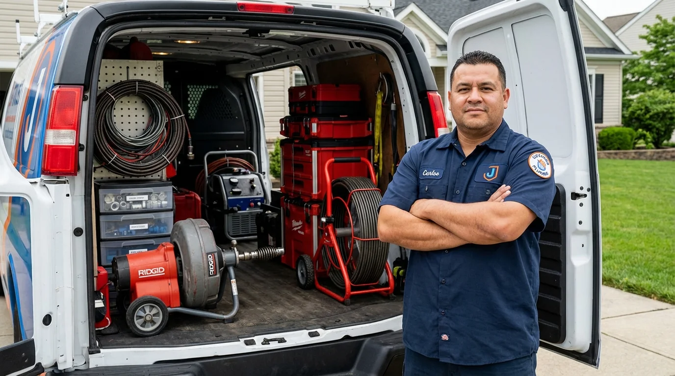 Professional drain cleaning equipment and Johns Plumbing LLC plumber in Southern Pines