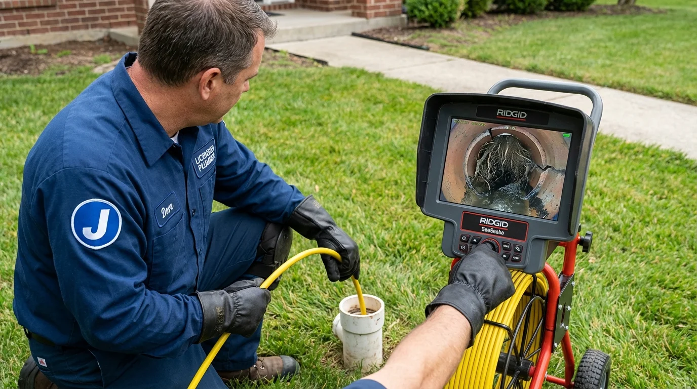 Sewer camera inspection being performed by Johns Plumbing LLC in Southern Pines