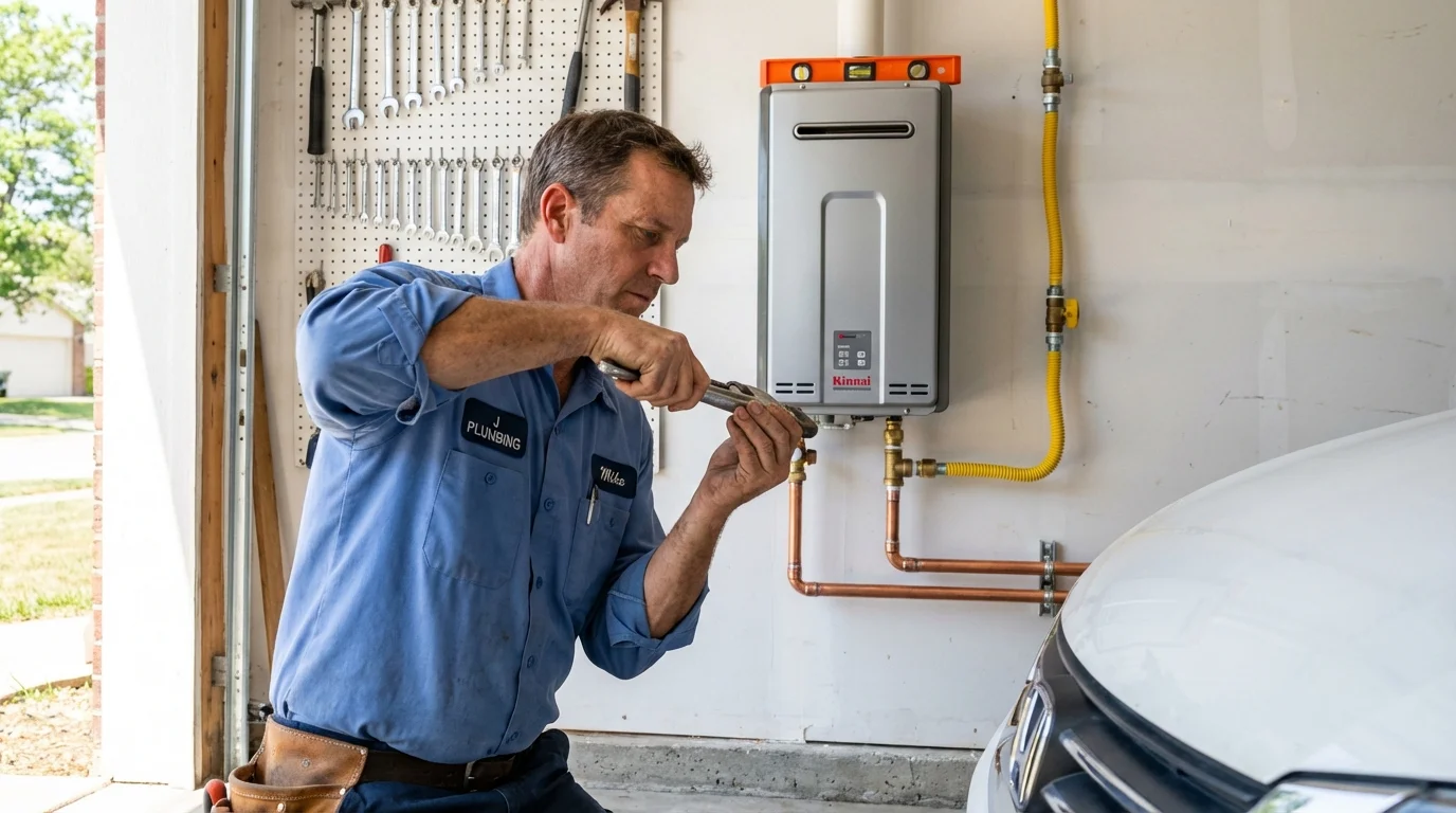 Tankless water heater installation by a Johns Plumbing LLC plumber in Southern Pines